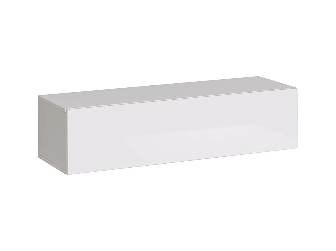 Meuble TV suspendu 120 cm – Blanc – Collection SWITCH – Finitions brillantes – Design moderne