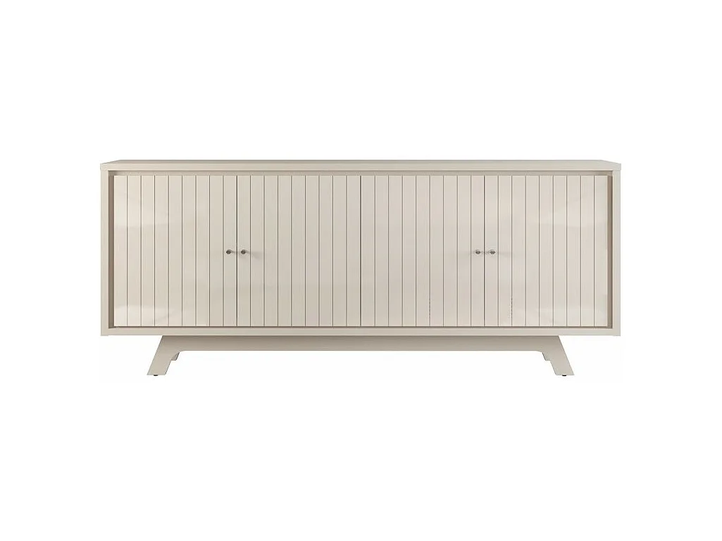 Buffet 4 Portes 4 Niches 2 Etagères Blanc Ecru L 180 H 80.5 P 35.7 cm
