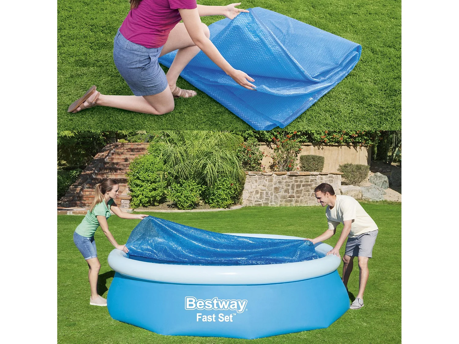 Solar-Poolabdeckung Flowclear Rund 462 cm Blau