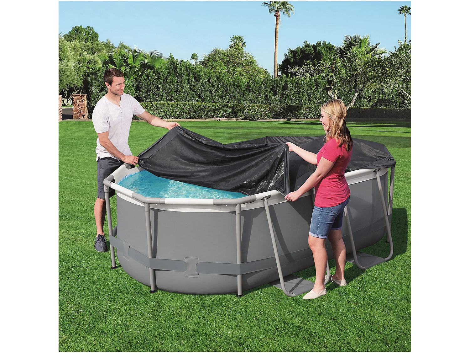 Cobertor Invierno para Piscina Desmontable Bestway 300x200 cm Ovalada