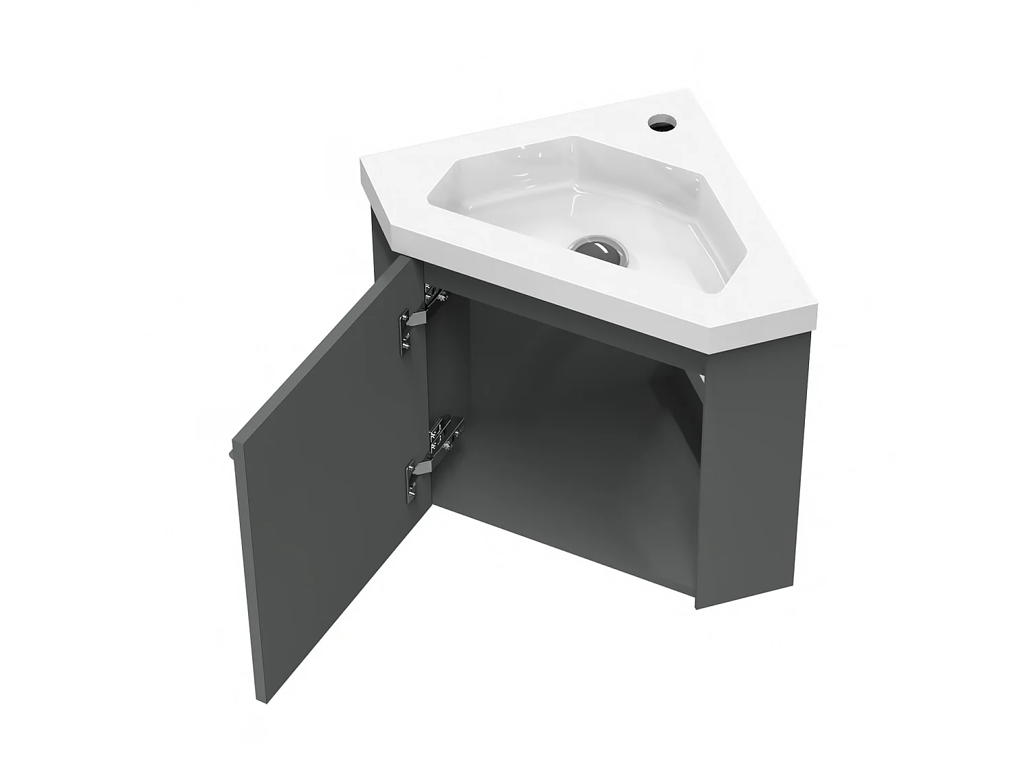 Meuble lave-mains l.39.5 x H.39.5 x P.42 Anthracite assemblé, Aica