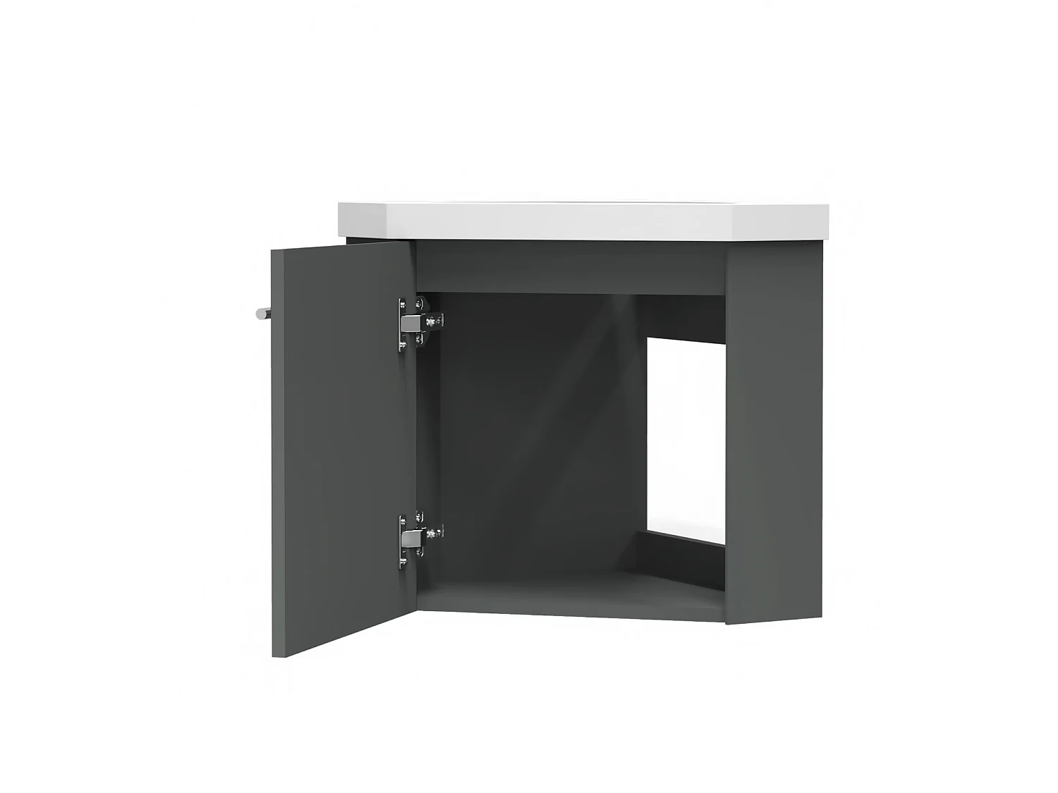 Meuble lave-mains l.39.5 x H.39.5 x P.42 Anthracite assemblé, Aica