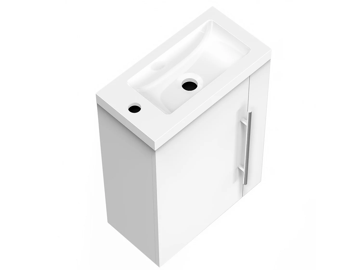 Meuble lave-mains l.44 x H.60 x P.23 Blanc, Aica