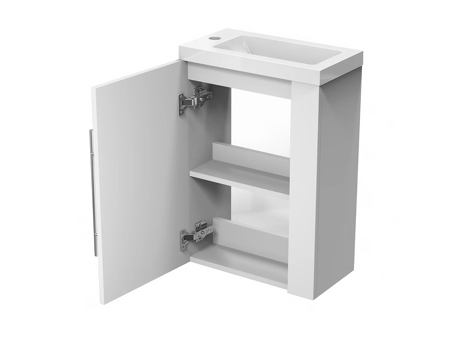 Meuble lave-mains l.44 x H.60 x P.23 Blanc, Aica