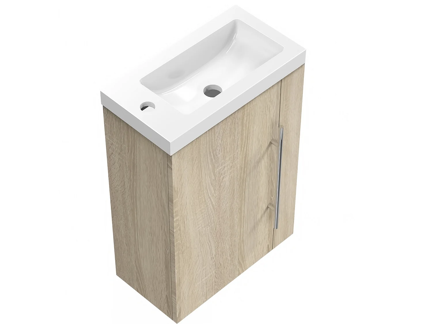 Meuble lave-mains l.44 x H.60 x P.23 Chêne Wotan, Aica