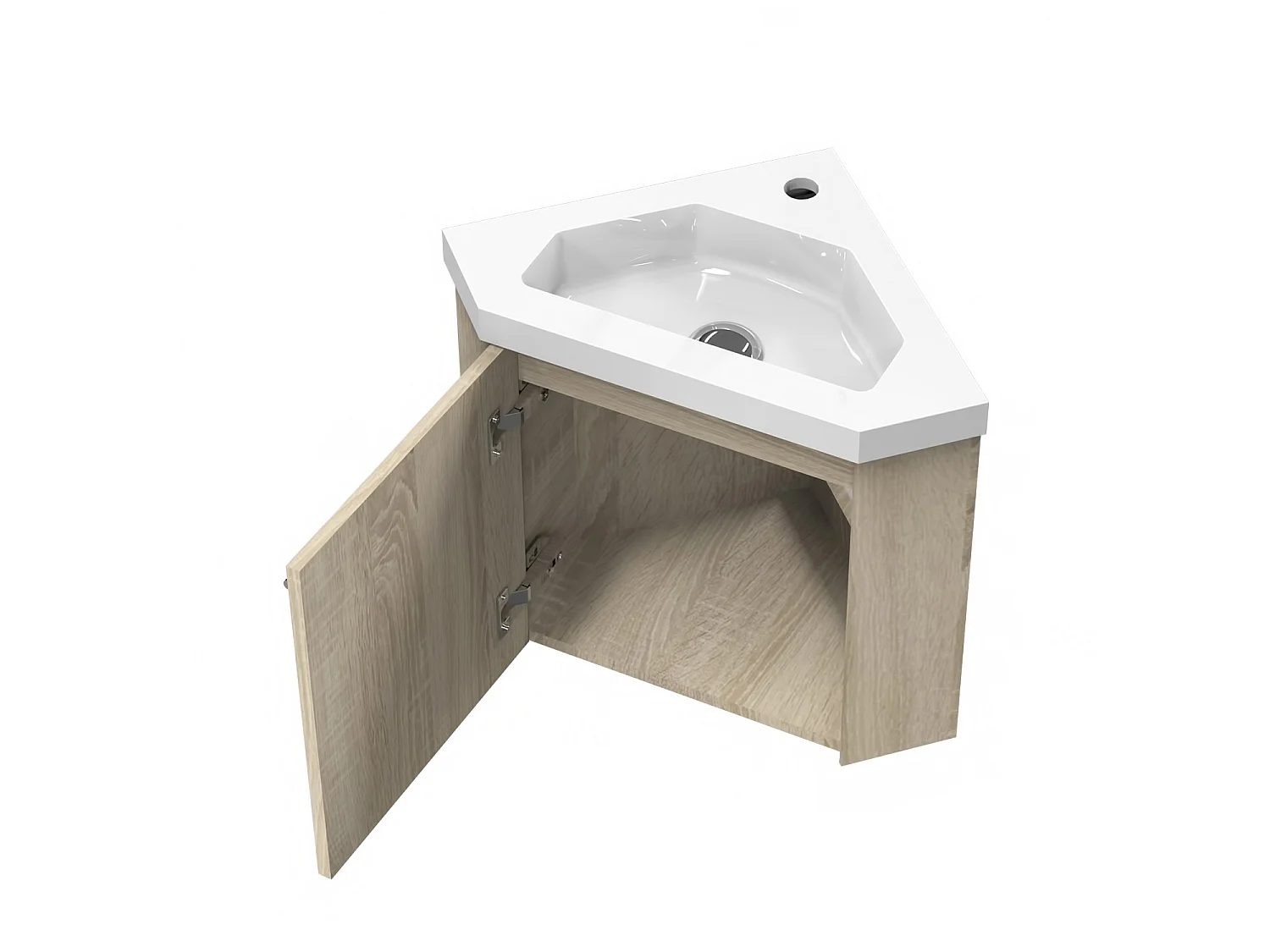 Meuble lave-mains l.39.5 x H.39.5 x P.42 Chêne Wotan assemblé, Aica