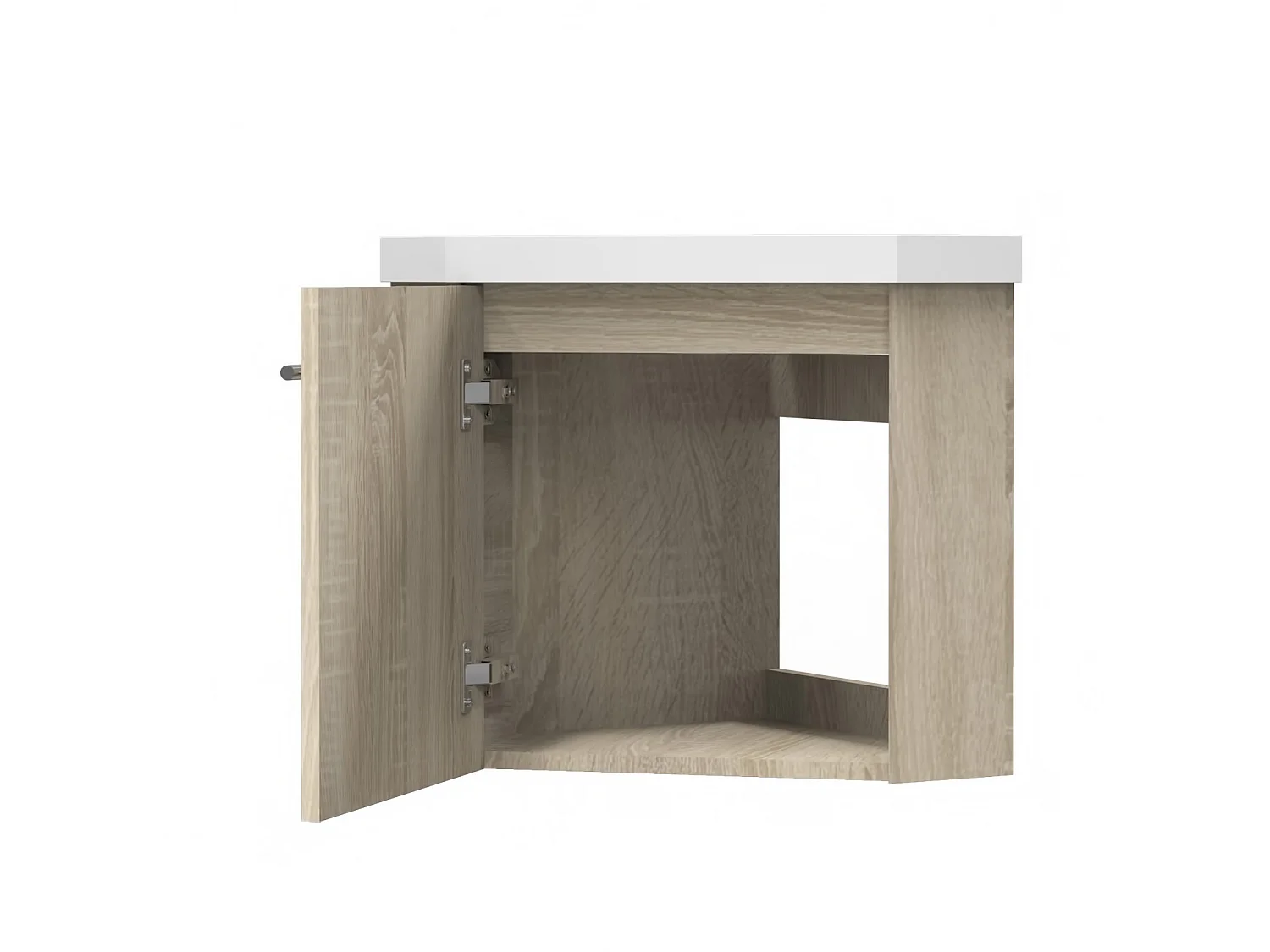 Meuble lave-mains l.39.5 x H.39.5 x P.42 Chêne Wotan assemblé, Aica