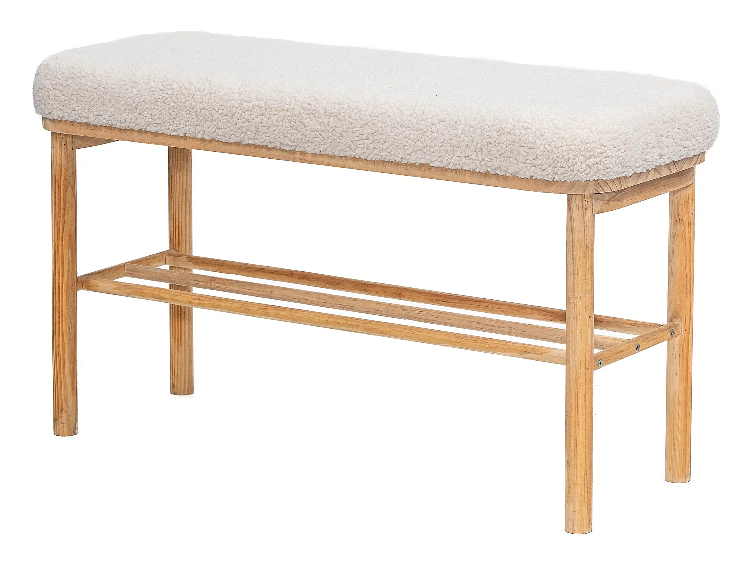 Banc avec rangement en pin massif et bouclettes