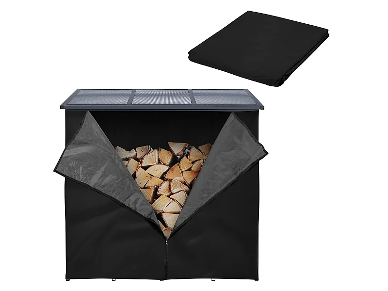 Housse d'étagère bois de cheminée 185L x 125H cm noir bâche de protection pluie