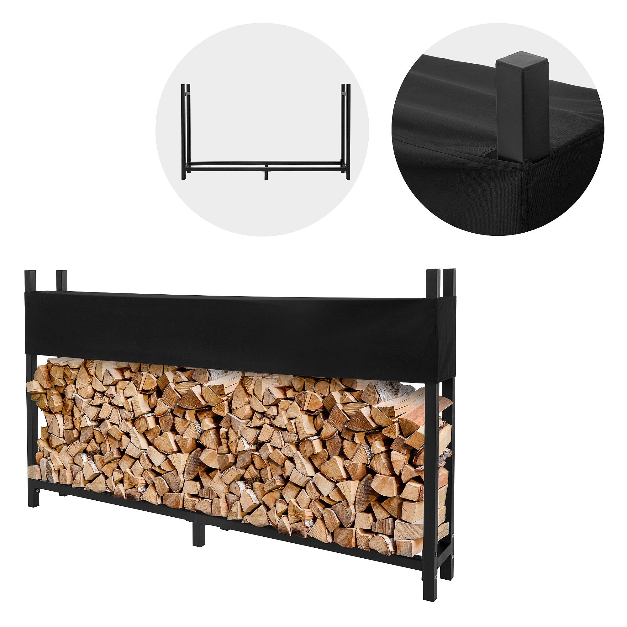 Housse étanche Pour Rangement à Bois De 2,4 M - Protection Robuste Contre La Pluie Et La Neige