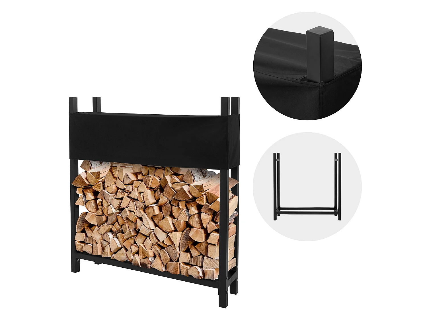 Estante para leña con tapa Estante para leña Ayuda para apilar leña