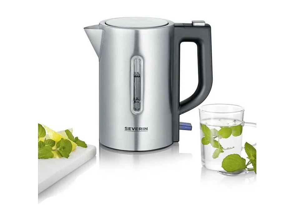 SEVERIN Reisewasserkocher – 0,5 l – 1100 W – Edelstahl und Schwarz