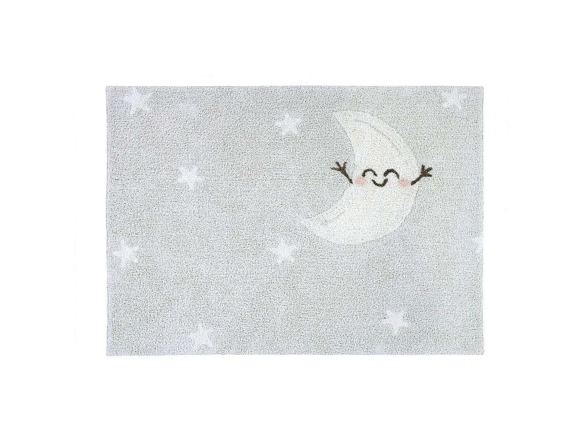 Tapis lavable en machine enfant gris Happy Moon Lorena Canals Rectangulaire Enfant