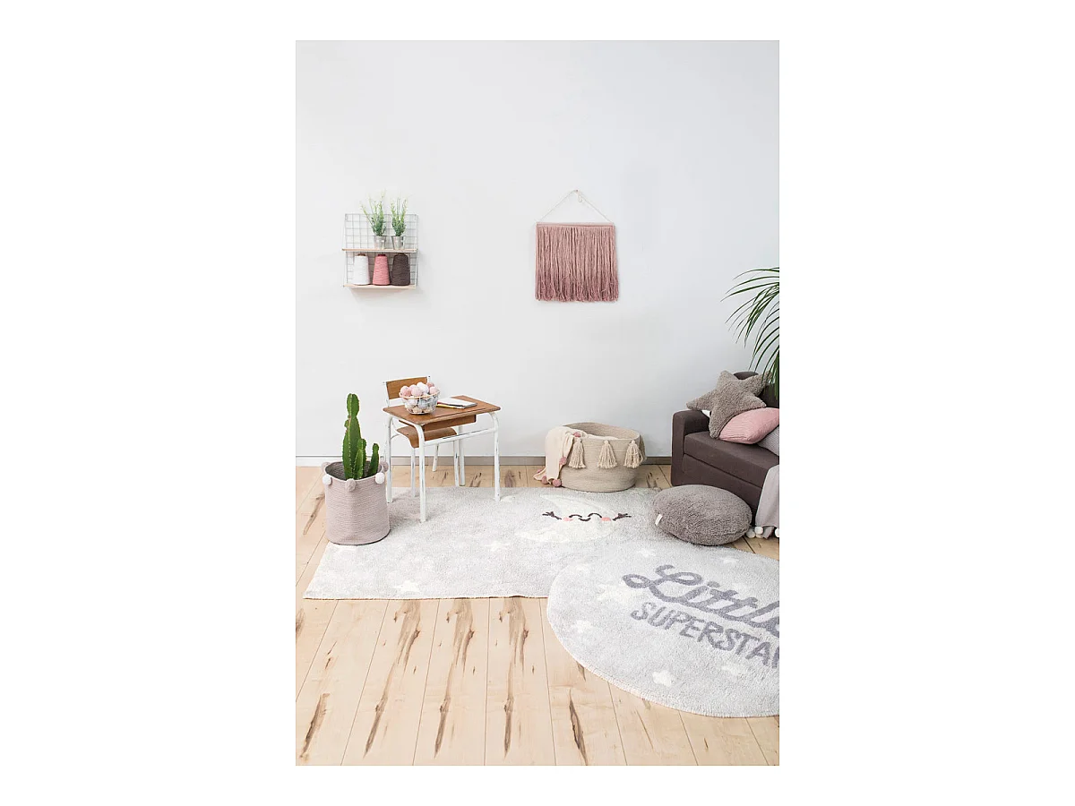 Tapis lavable en machine enfant gris Happy Moon Lorena Canals Rectangulaire Enfant