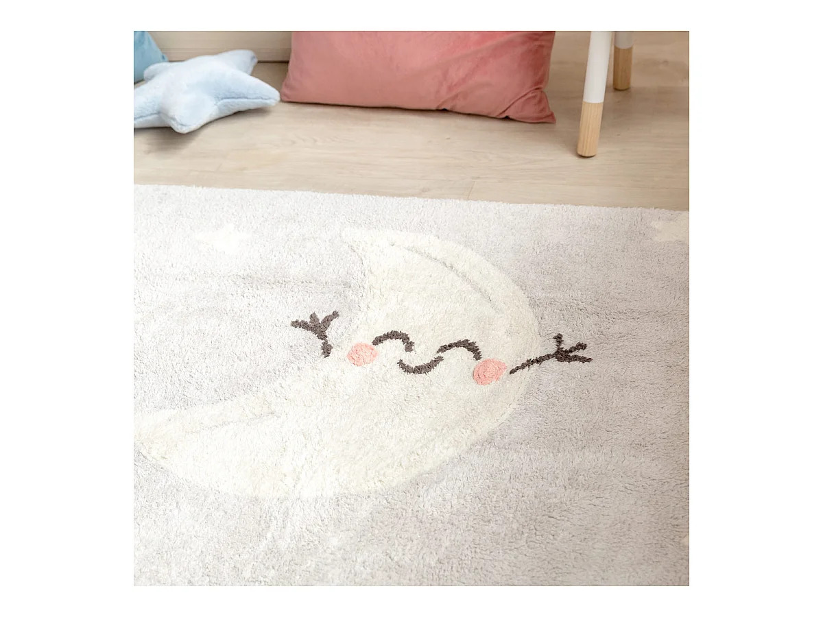 Tapis lavable en machine enfant gris Happy Moon Lorena Canals Rectangulaire Enfant