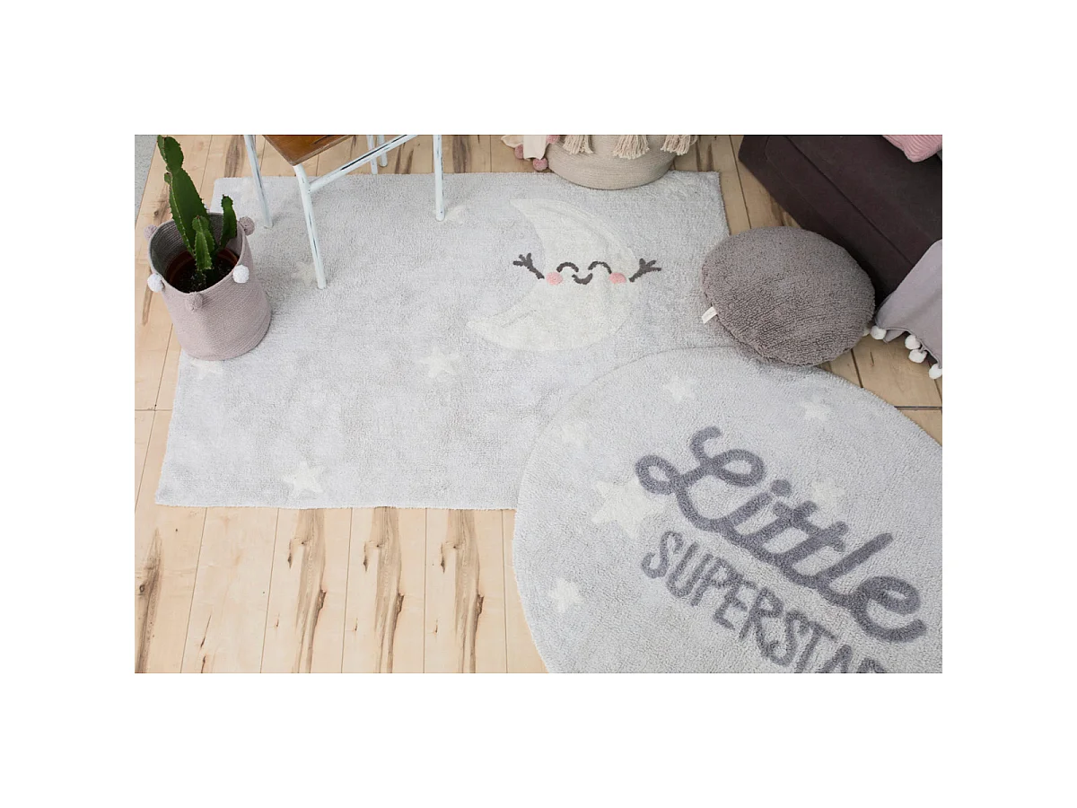 Tapis lavable en machine enfant gris Happy Moon Lorena Canals Rectangulaire Enfant
