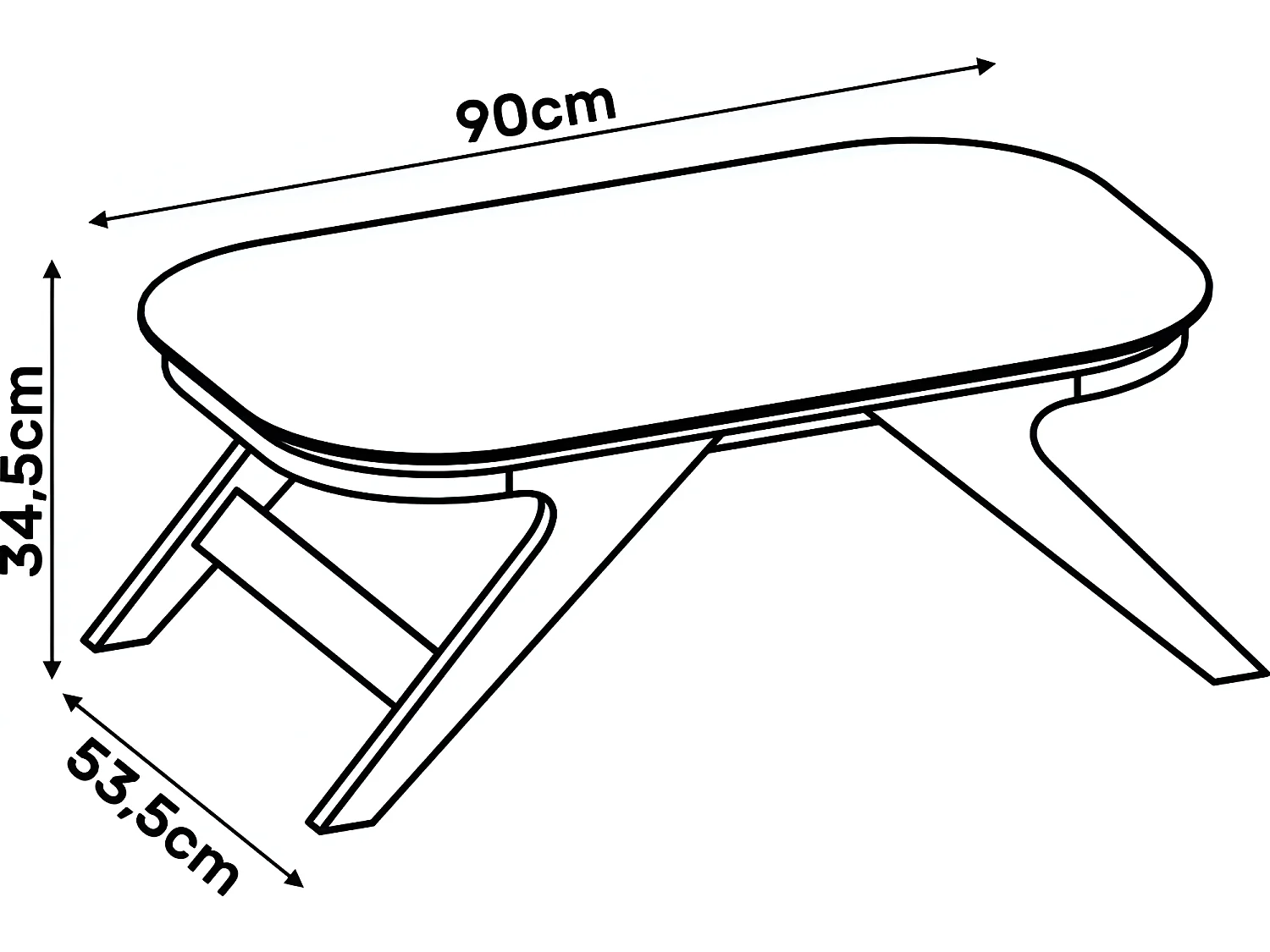 Table Basse Rectangle Chêne et Blanc Ecru 90 x 34,5 x 53,5 cm