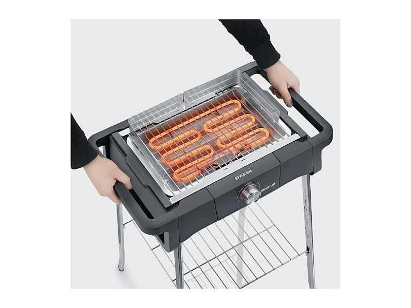 PG8124 Barbecue sur pieds 2500W Style Evo S - 0° a 350° en 10mn - Bac a eau réducteur de fumée et d'odeurs - Pare-ve