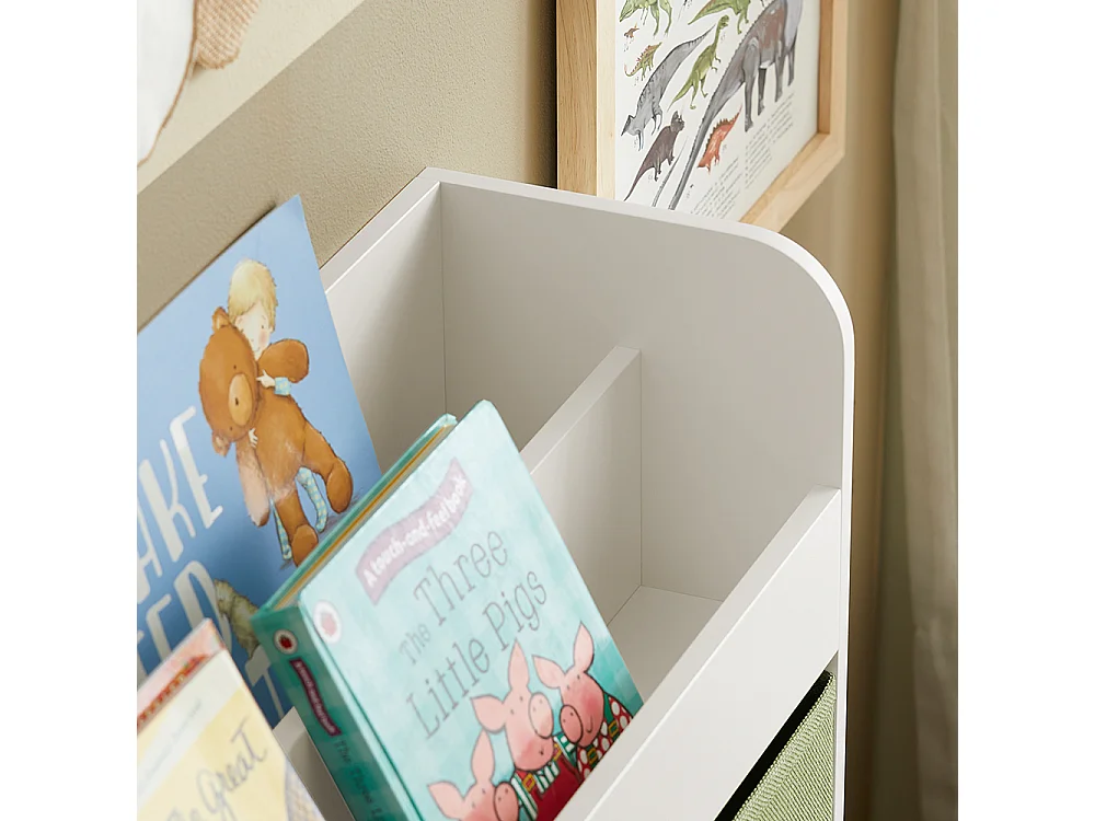 Libreria Per Bambini Mensola A Muro Con Due Scatole Di Giocattoli 60x20x36 Cm Bianco KMB81-W SoBuy