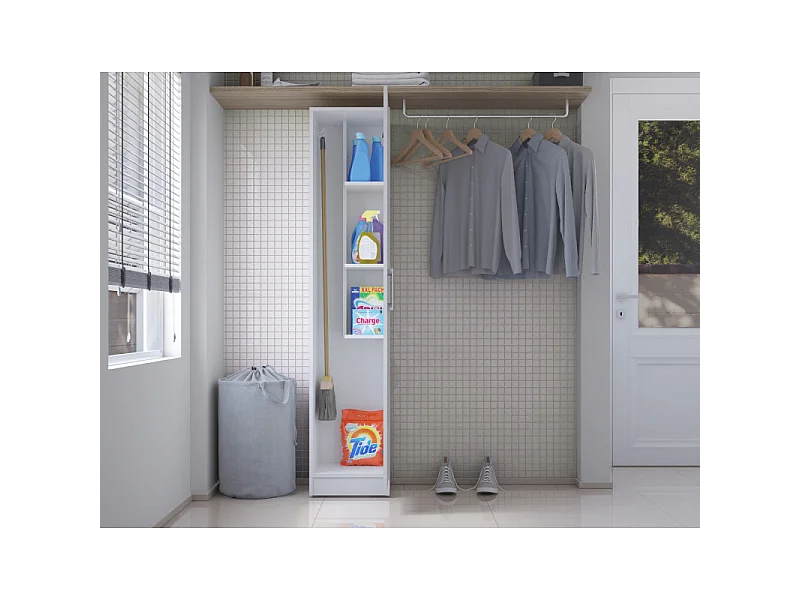 Armoire de Buanderie et Cellier Blanche 5 Niches Larg 35 Haut 170 Prof 31,8 cm