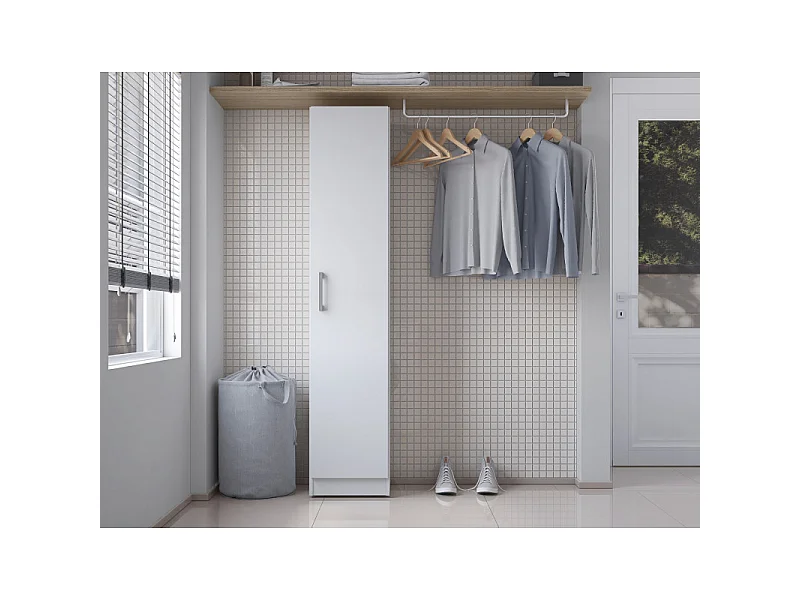 Armoire de Buanderie et Cellier Blanche 5 Niches Larg 35 Haut 170 Prof 31,8 cm