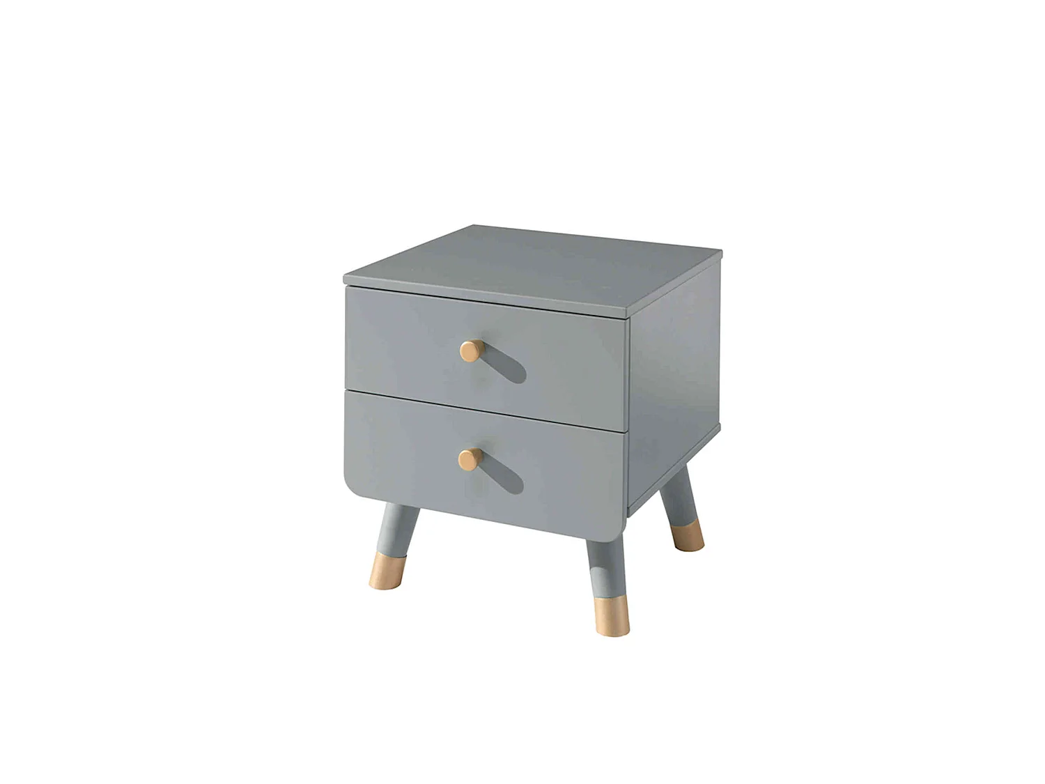 Lit enfant 90x200 en bois massif gris + chevet enfant gris 2 tiroirs - CB2031