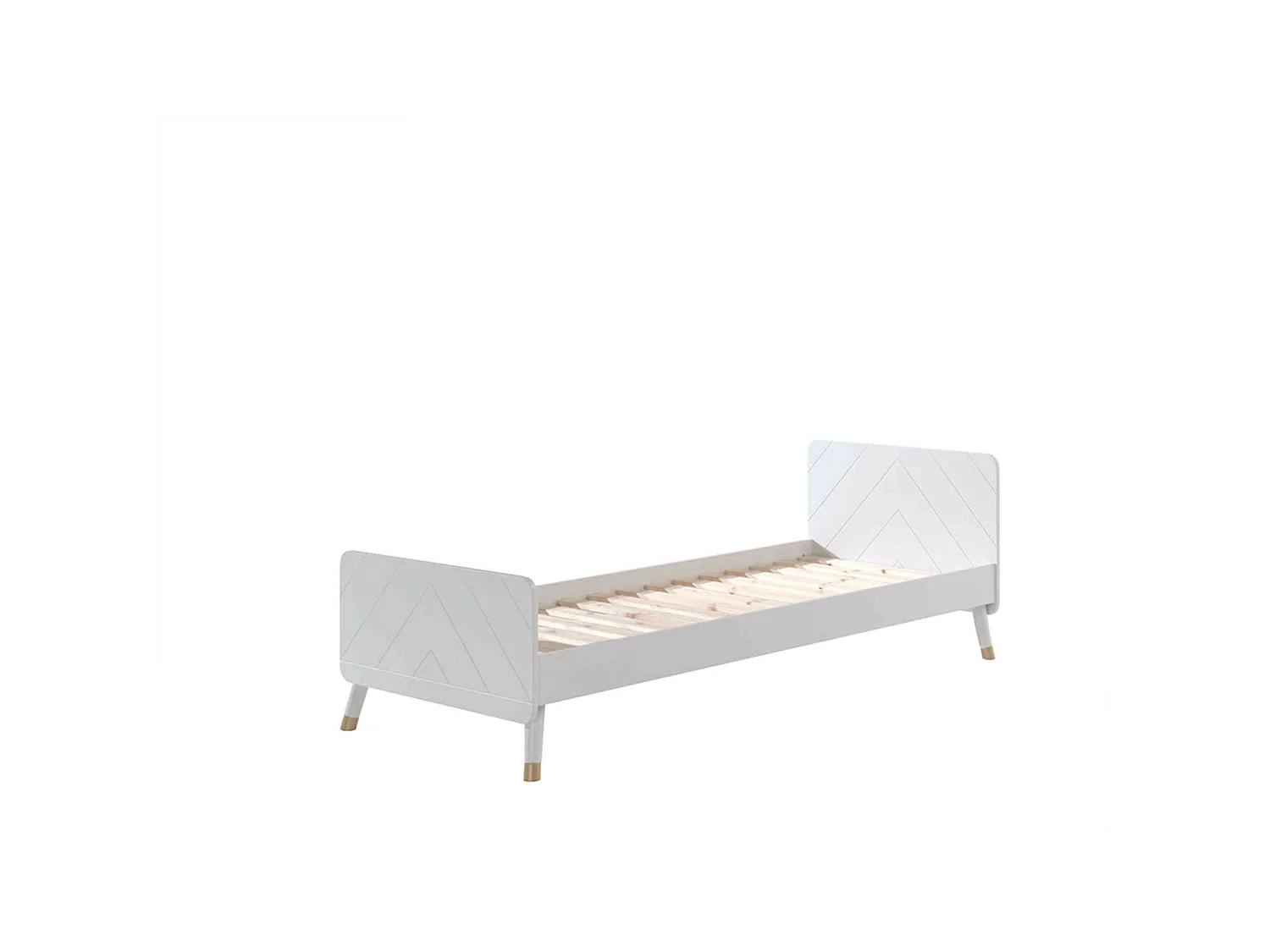 Lit enfant 90x200 en bois massif blanc + chevet enfant blanc 2 tiroirs - CB2031