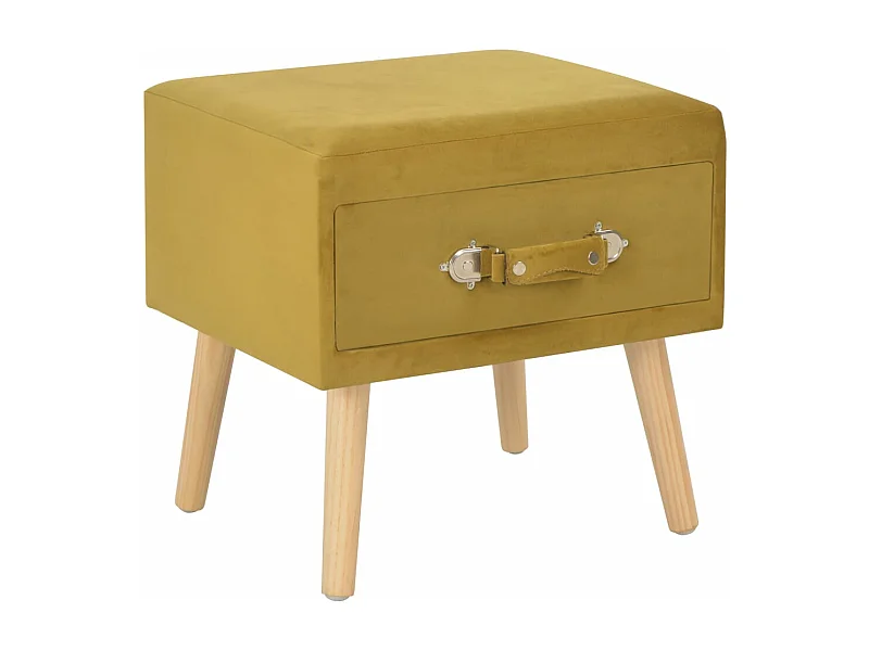 Mesa de cabeceira cômoda guarda-roupa mostarda móveis de quarto 40x35x40 cm veludo 1402066