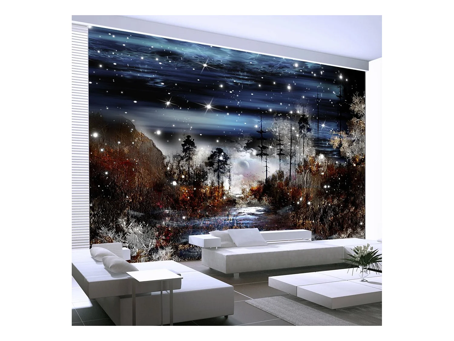 Papier peint nuit dans la forêt - 100 x 70 cm