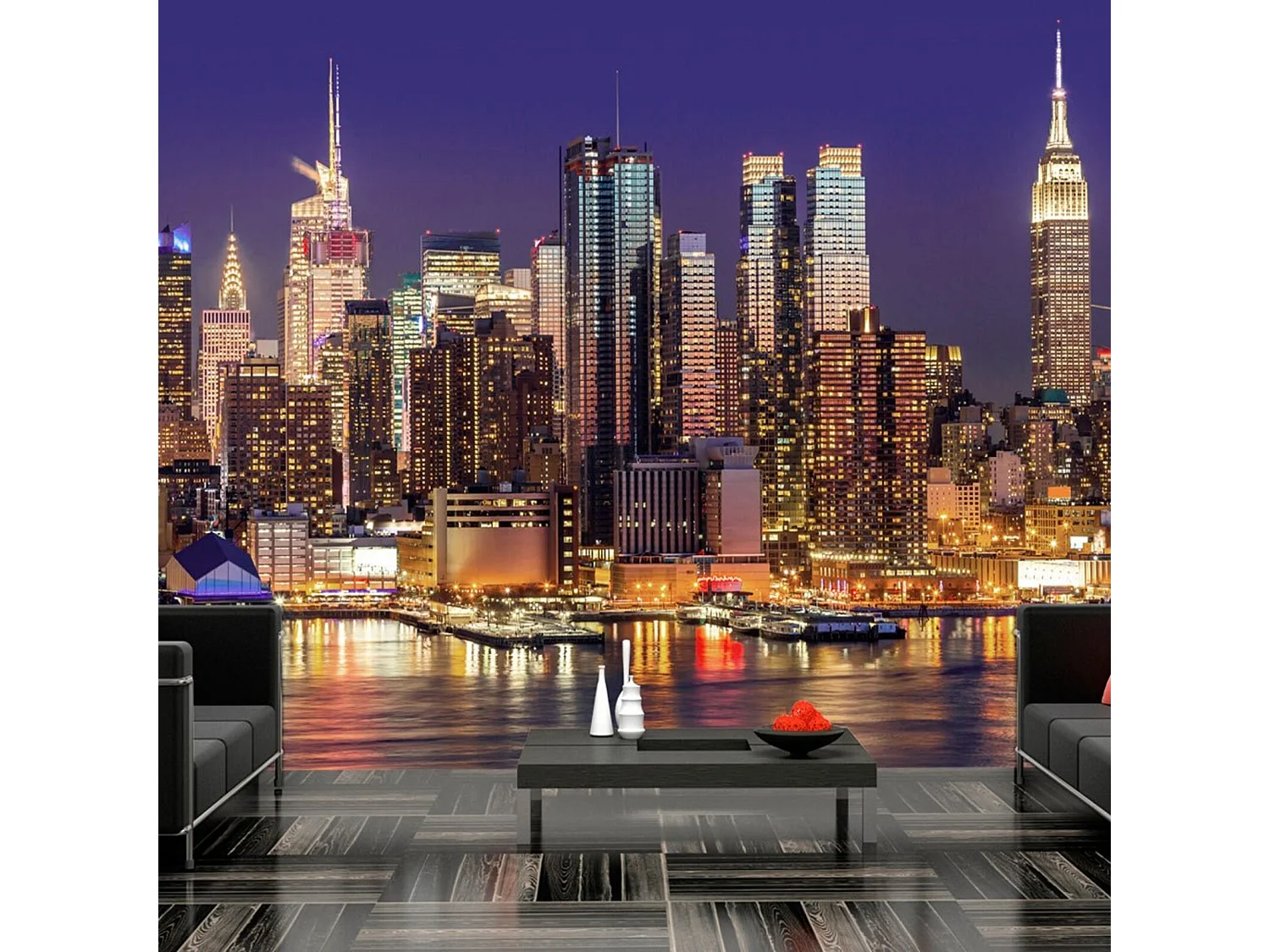 Papier peint ville de nuit de nyc - 350 x 245 cm
