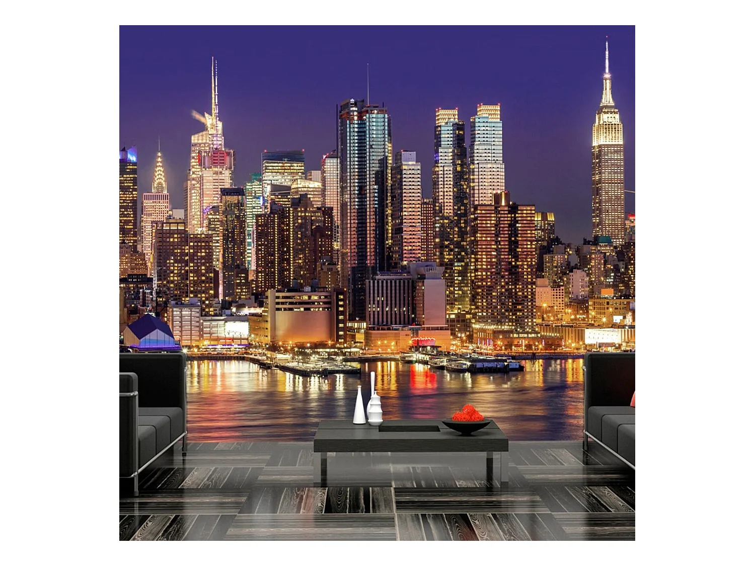 Papier peint ville de nuit de nyc - 350 x 245 cm
