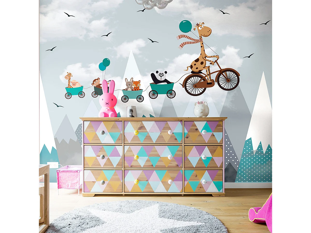 Papier peint panoramique préencollé animaux dans les montagnes scandinaves H 250 x L 360 cm