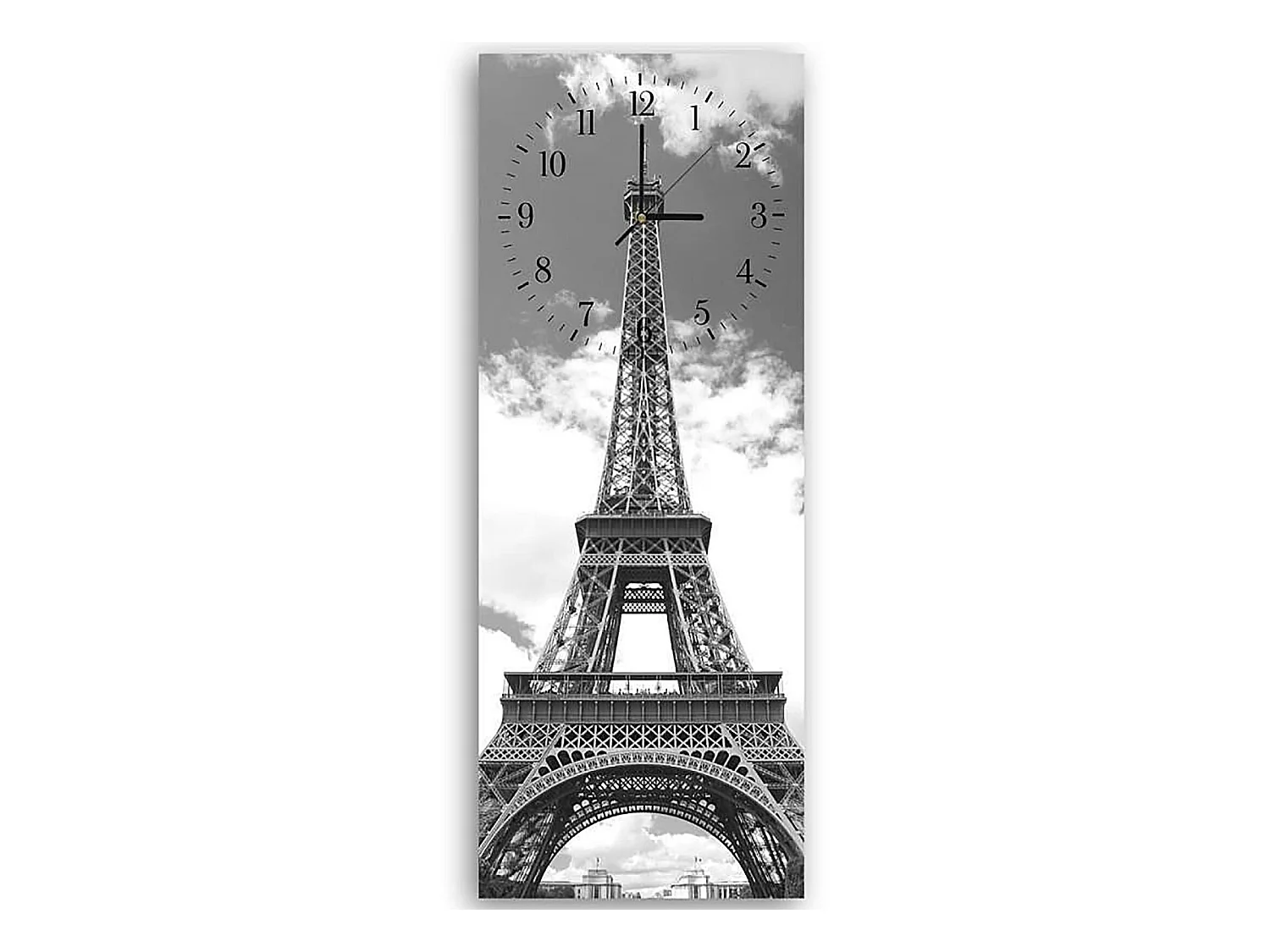 Horloge Murale Design Tour Eiffel en Monochrome - 40 x 118 cm