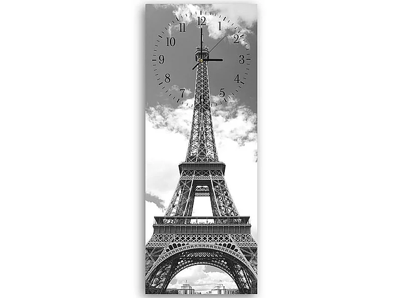 Horloge Murale Design Tour Eiffel en Monochrome - 40 x 118 cm