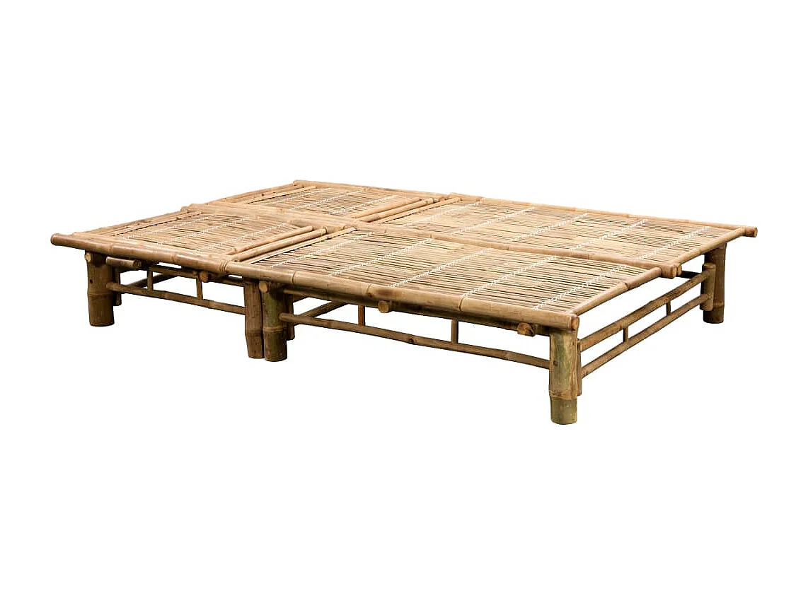 Tumbona tumbona para tomar el sol cama de jardín terraza muebles de exterior para 2 personas con cojines de bambú 02_0012900