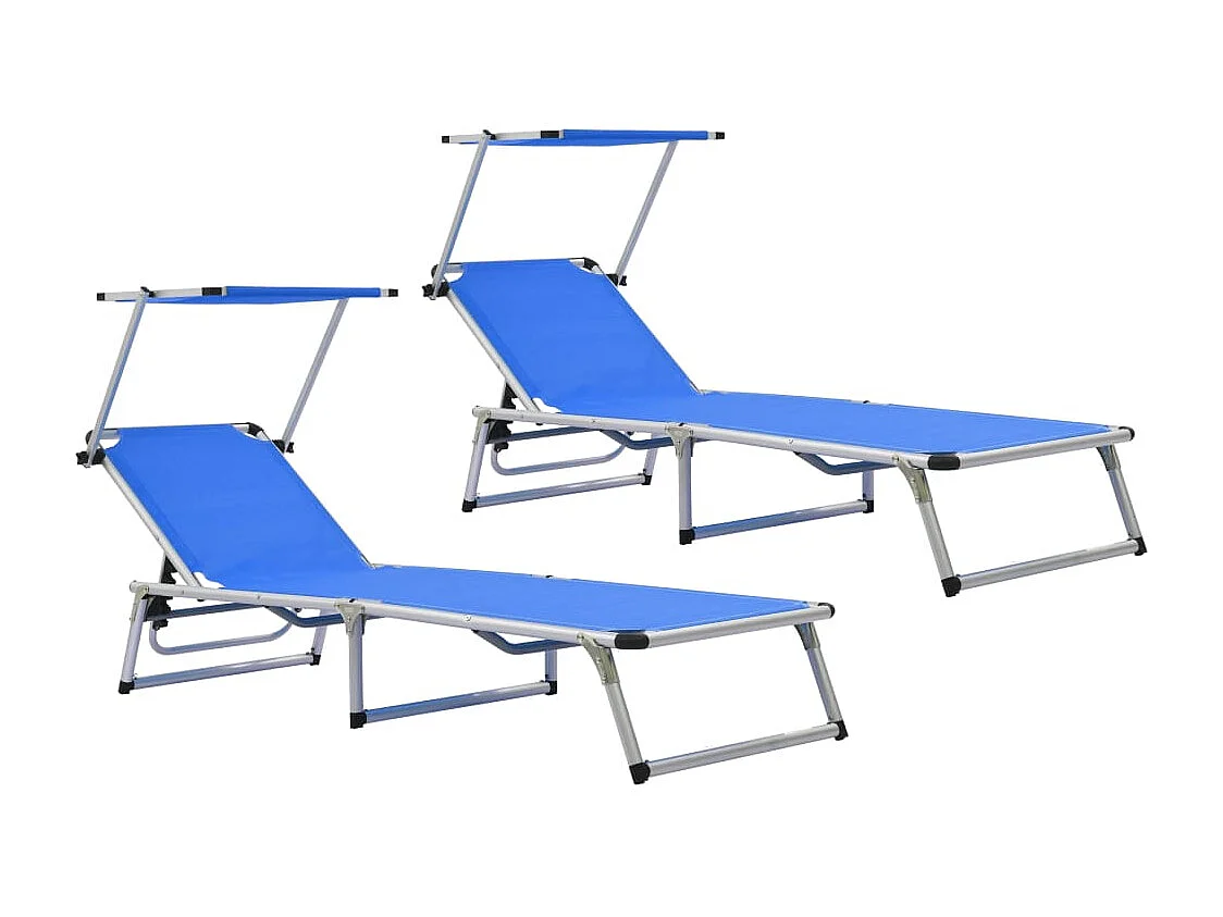 Lot de deux chaises aluminium bleue 186 x 58 x 75 cm 02_0011956