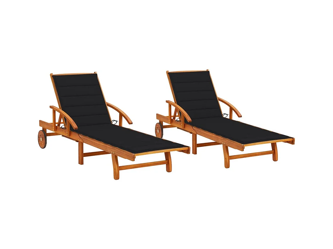 Lot de 2 transats bois marron 199 x 67 x 30 cm 02_0012046