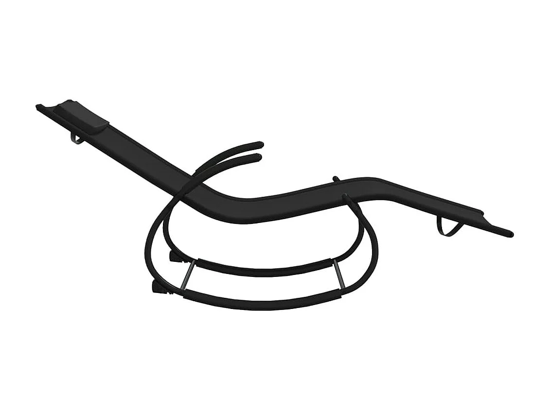 Espreguiçadeira espreguiçadeira para banhos de sol cama de jardim terraço móveis de balanço ao ar livre aço preto e textilene 02_0012975