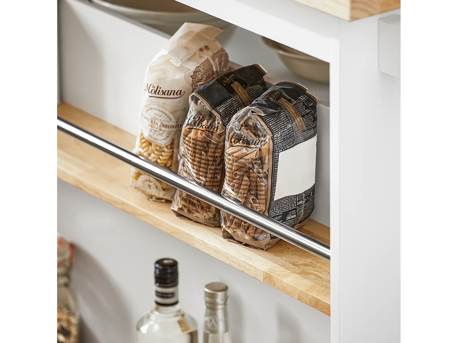 SoBuy FKW107-II-WN Desserte Roulante Chariot de Cuisine Meuble de Rangement Buffet Multifonctionnel avec Etagère à Epices, 1 Porte et 2 tiroirs