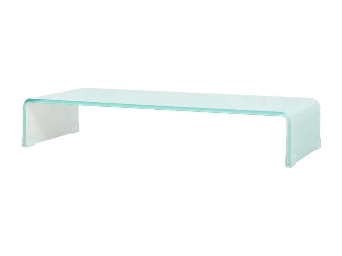 Mueble TV Buffet TV diseño práctico soporte televisión para monitor 70 cm cristal blanco 2502049