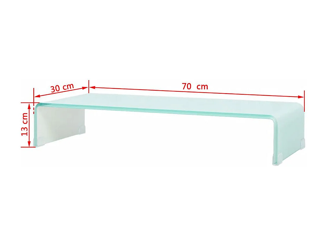Pratico supporto TV/buffet/supporto per monitor di design per TV in vetro bianco da 70 cm 2502049