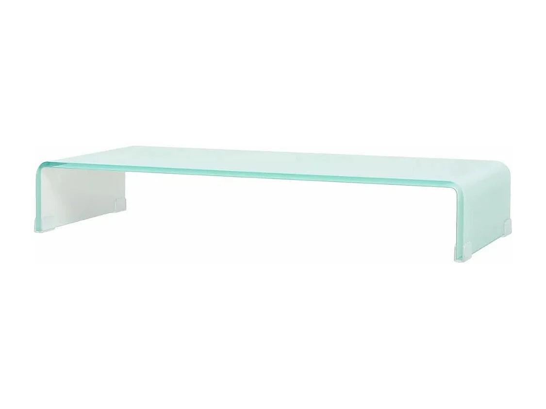 Mueble TV Buffet TV diseño práctico soporte televisión para monitor 80 cm cristal blanco 2502231