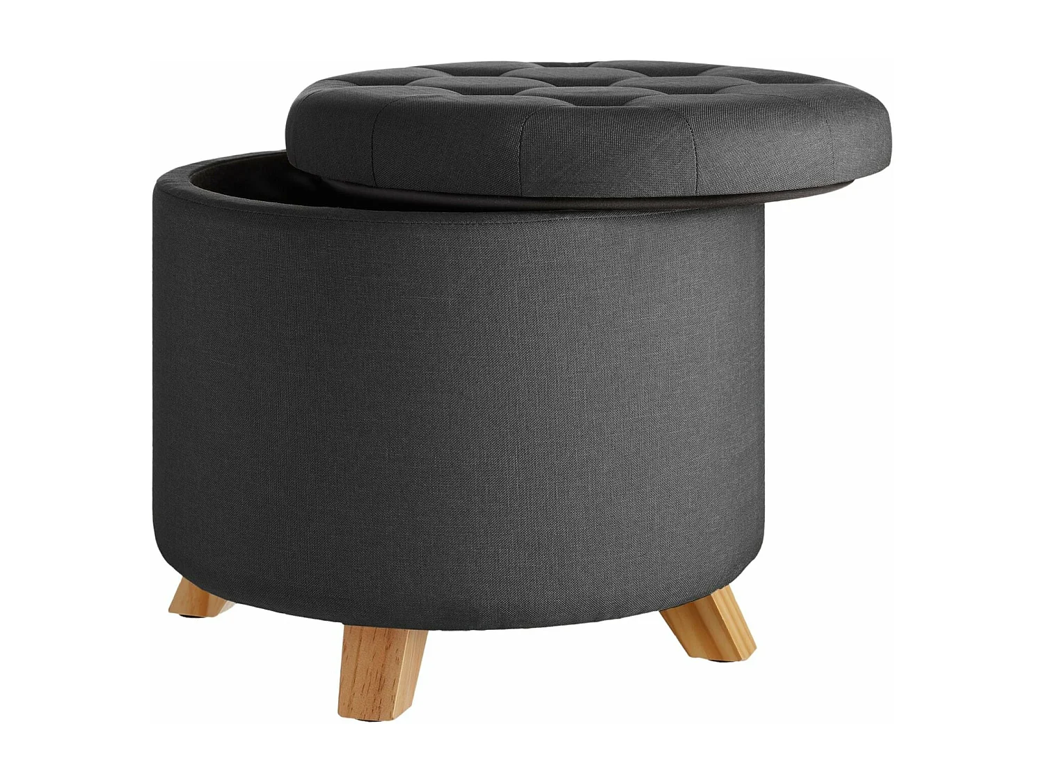 Taburete otomano con cajón de almacenamiento acolchado 44,5 cm gris 08_0000289