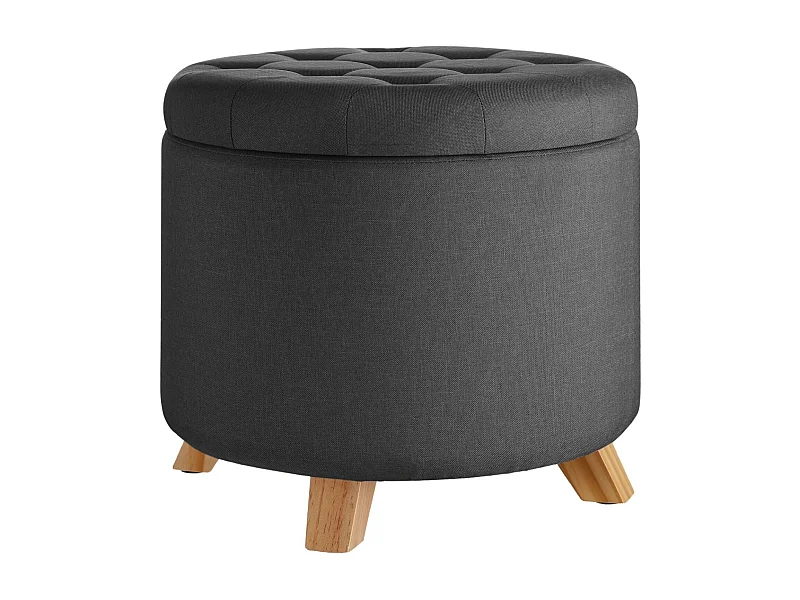 Taburete otomano con cajón de almacenamiento acolchado 44,5 cm gris 08_0000289