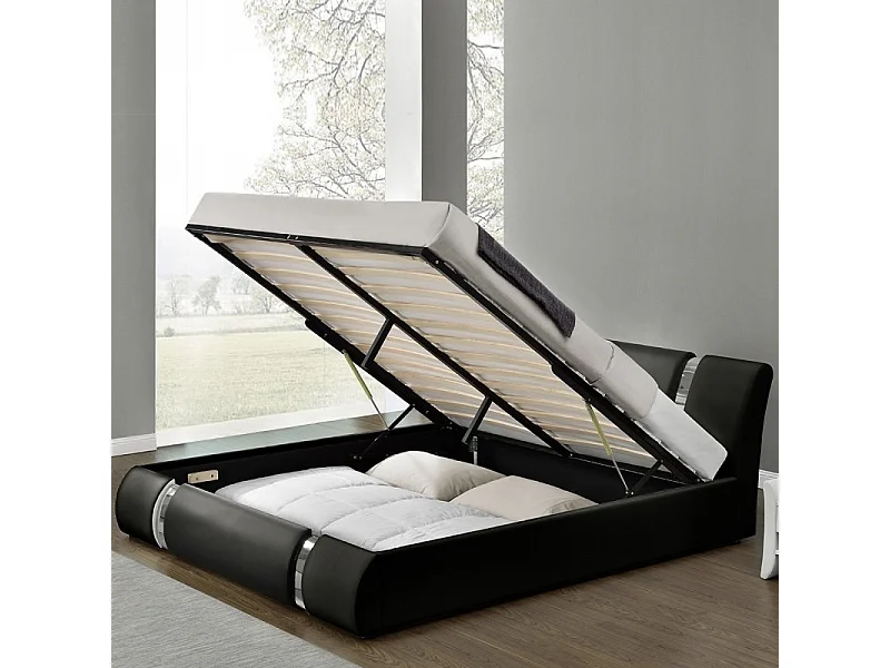 Ensemble Matelas Sommier Coffre Noir 160 Nova