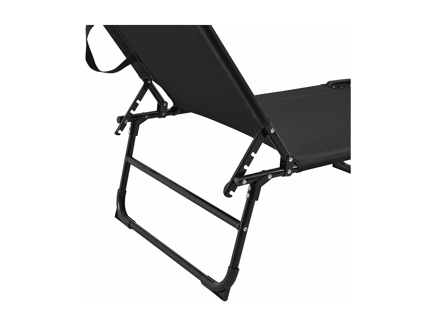 Espreguiçadeira dobrável com guarda-sol aço PVC poliéster 187 cm preto 03_0000990