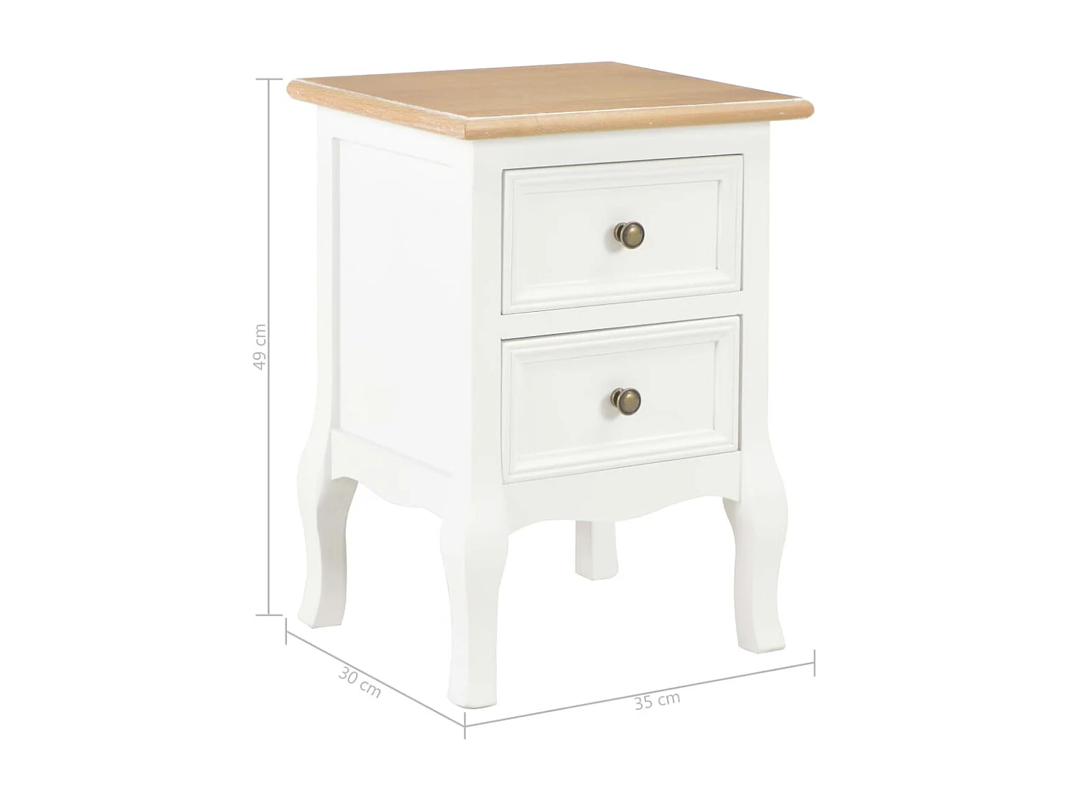 Table de nuit chevet effet bois blanche 35 x 30 x 49 cm 1402162