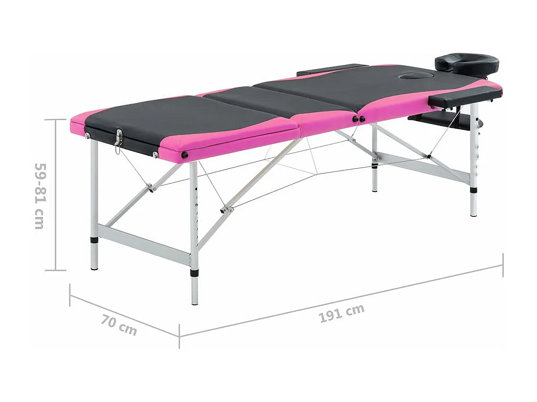 Table de massage pliable argenté 191 x 70 x 59 cm 02_0001824