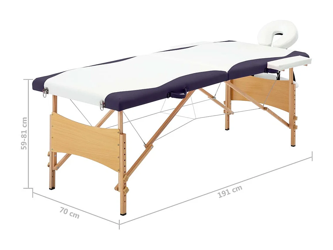 Table de massage pliable bois blanche 191 x 70 x 59 cm 02_0001812