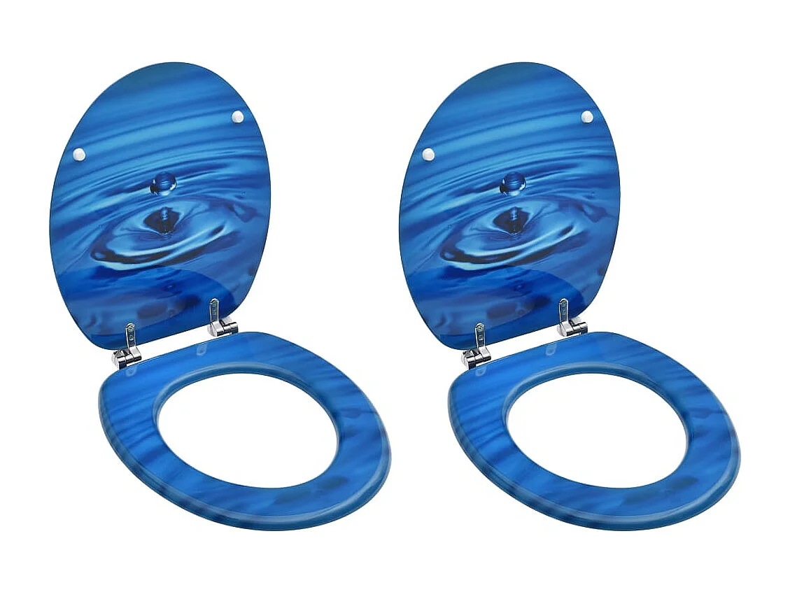 Lot de deux sièges effet bois bleue 43.7 x 37.8 x 5.3 cm 02_0002974